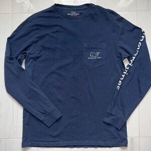 Navy Blue Vineyard Vines Graphic Long Sleeve T Shirt Size S